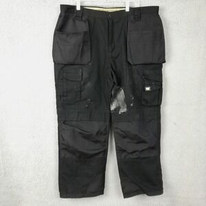 CAT Mens Pants Trademark Workwear Black Cargo Holster Oxford Panel 42x30